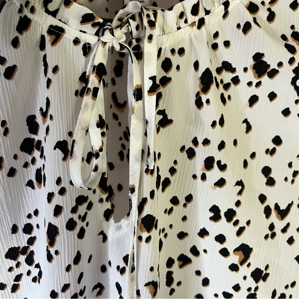 Nine West Animal Print Colors‎  Tie Front Ruffle Neck Blouse Size XL - Picture 4 of 7